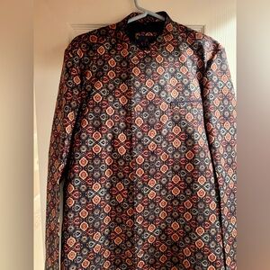 Men’s Navy / Multi motif Kurta Pajama Size 42 SLIM FIT